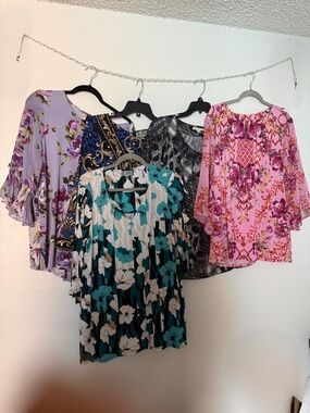 JM Collection Floral, Blue, Teal, Pink Tunics Lot of 6 Size 1X